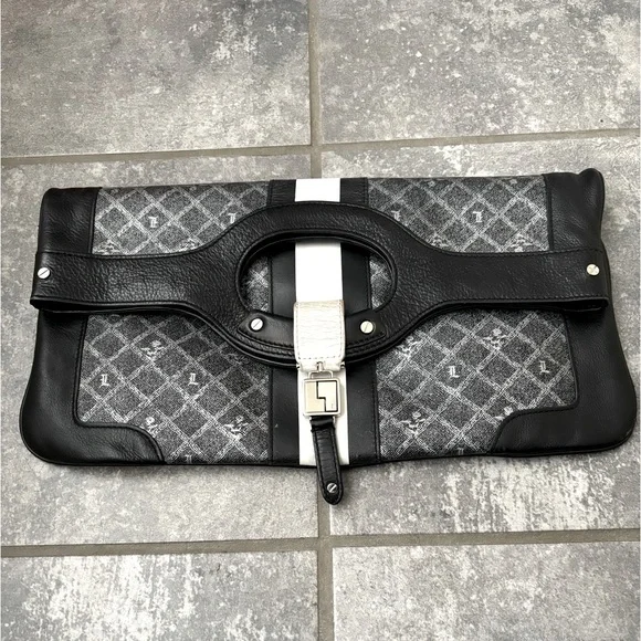 L.A.M.B. GWEN STEFANI Signature Foldover Clutch Leather HandBag Clutch Purse